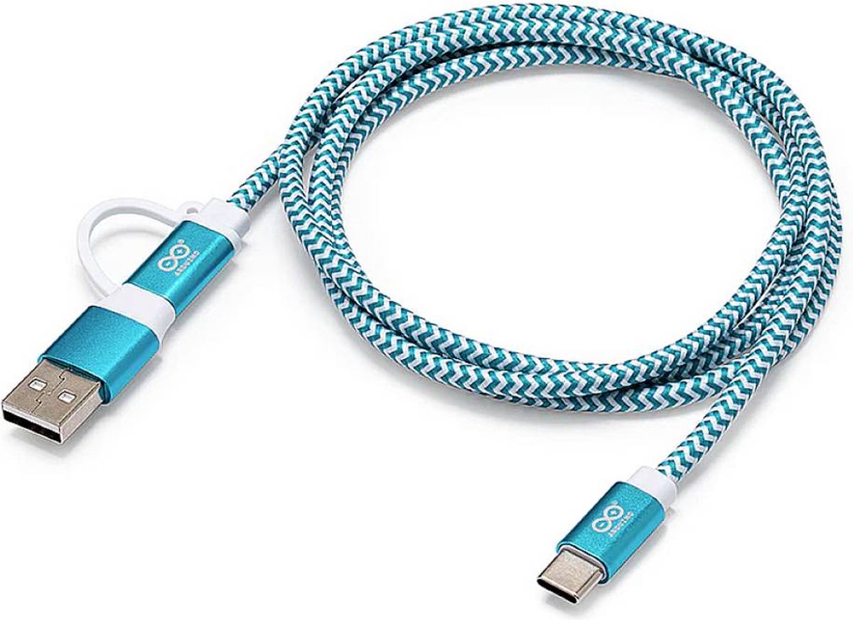 Arduino TPX00094 USB-C-kabel Arduino [1x USB-C - 2x USB-C, USB-A] 1 m Wit, Turquoise